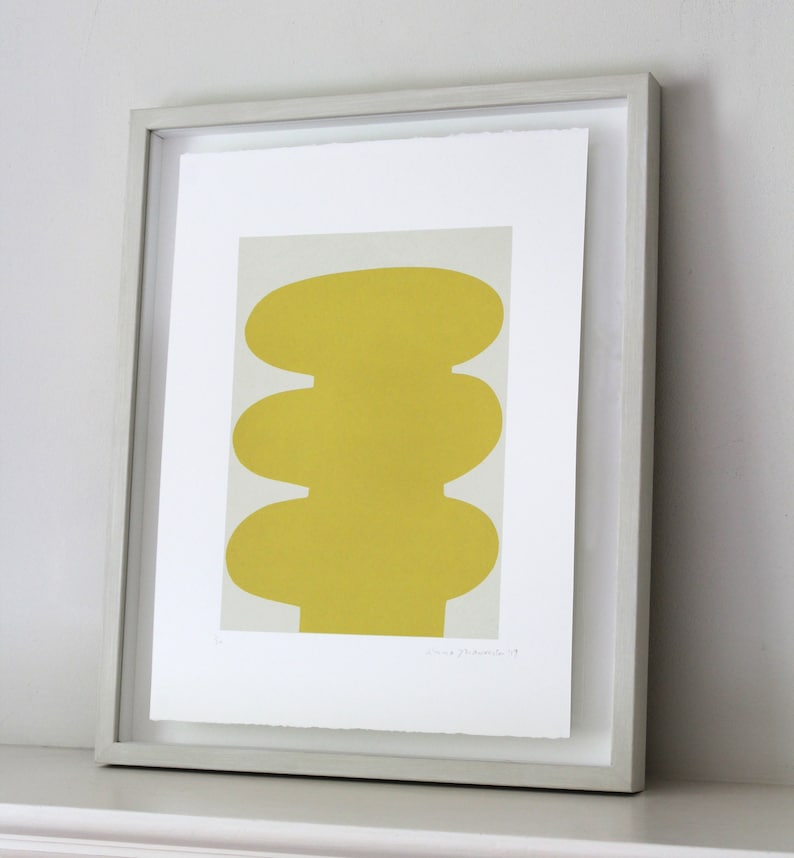 Yellow Minimal Print Abstract Scandi Print Handmade Original Print Bold Print Modern Abstract Shapes Mid Century Modern Art image 4