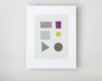 Minimal Print - Mid Century Modern - Original Handmade Screenprint - Abstract Shapes Print - muted colours - Emma Lawrenson