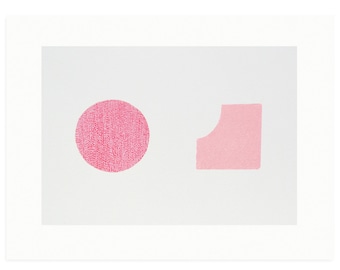 Abstract minimal original screenprint. Pink modern art by Emma Lawrenson.