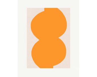 Seventies Orange Form, bright modern minimalist abstract print. Original screenprint, hand pulled on lovely paper by Emma Lawrenson