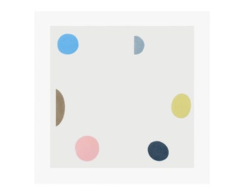 Circus Art, modern, original abstract, minimal handmade screenprint, colourful wall decor by Emma Lawrenson