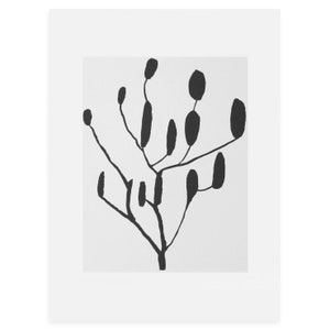 Black and white botanical print - modern botanical print - minimal plant art - handmade botanical print - Emma Lawrenson