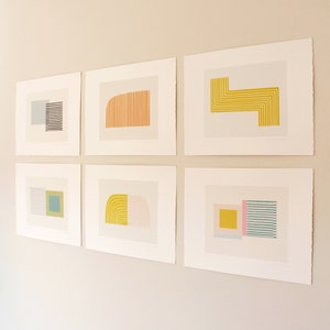 Geometric yellow art, minimalist modern screenprint. Original handmade art by Emma Lawrenson image 7