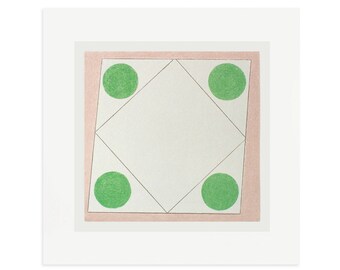 abstract screenprint, mid century modern, pink, green, modern wall art, Emma Lawrenson.