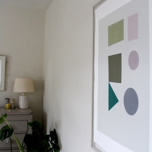 Large Minimal Print Mid Century Modern Original Handmade Screenprint Abstract Shapes Print muted colours Emma Lawrenson image 9