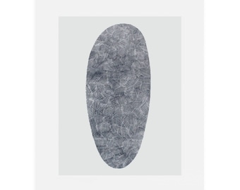 modern, abstract, minimal original art. Handmade screenprint, simple grey and off white printmaking by Emma Lawrenson