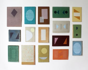 Shop the whole wall of unique handmade Prints - Set Of Abstract Prints - Set Of Minimal Prints on old boook covers - by Emma Lawrenson