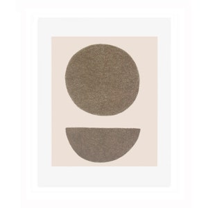 Small screenprint, abstract screenprint in pink and brown. Simple, modern art. image 1