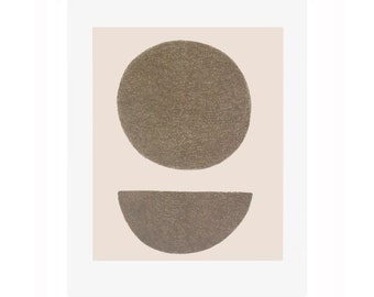 Small screenprint, abstract screenprint in pink and brown. Simple, modern art.