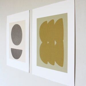 Small screenprint, abstract screenprint in pink and brown. Simple, modern art. image 7