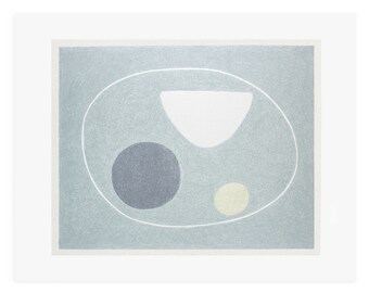 Mid century modern, natural colors abstract screenprint, original handmade art by Emma Lawrenson