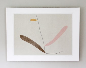 BIG Contemporary leaf, modern botanical abstract original screenprint. Handmade printmaking by Emma Lawrenson