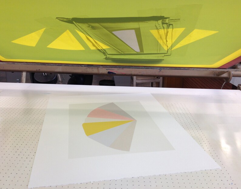 Geometric Silkscreen Print Large Abstract Fine Art Greys Etsy