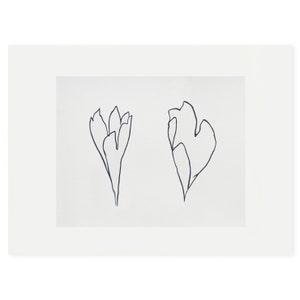 minimale plantenkunst handgemaakte botanische print kleine zwart-witte botanische print moderne botanische print Emma Lawrenson afbeelding 1