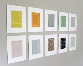 Fine Art abstract set Of Original Prints - Set Of Handmade Prints - Set Of Abstract Prints - Set Of Minimal Prints - Emma Lawrenson