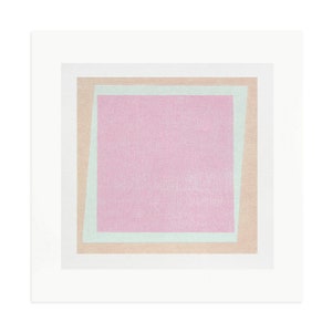 Geometric Abstract square in pink, original drawing screenprint. Colourful modern art by Emma Lawrenson. Albers