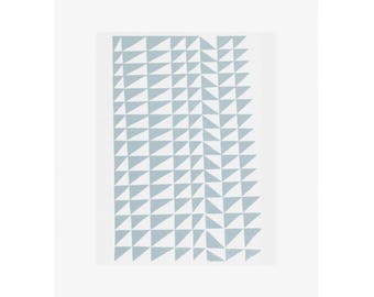 Mid Century modern geometric screenprint, abstract original art, blue. Modern wall art by Emma Lawrenson.