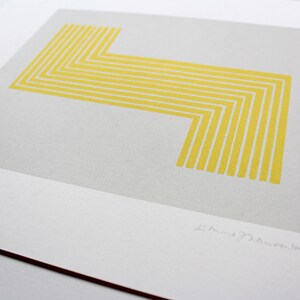 Geometric yellow art, minimalist modern screenprint. Original handmade art by Emma Lawrenson image 4