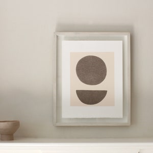 Small screenprint, abstract screenprint in pink and brown. Simple, modern art. image 3