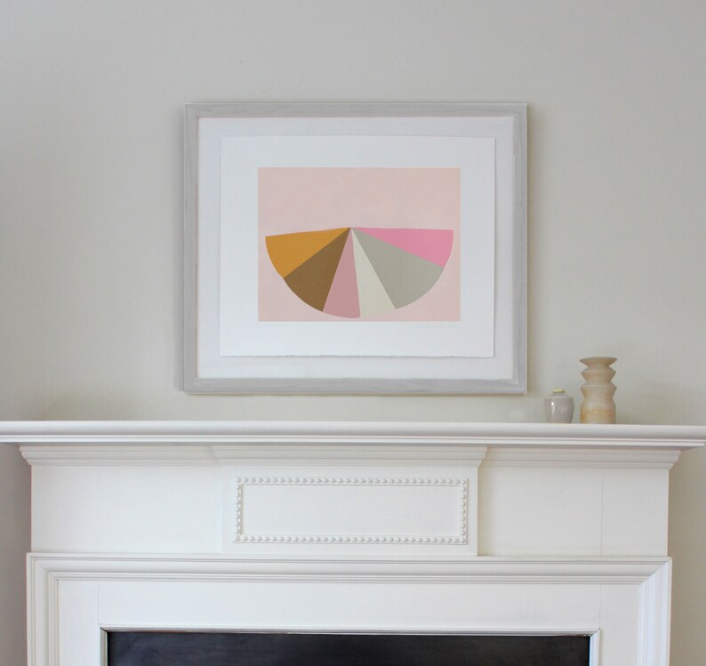 Retro pastel handmade screenprint a colourful original Etsy
