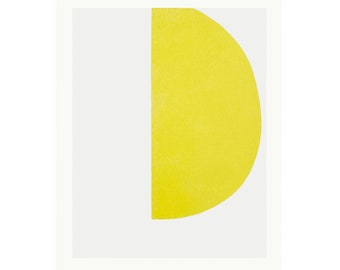 Large yellow abstract, minimal original screenprint, modern wall decor by Emma Lawrenson