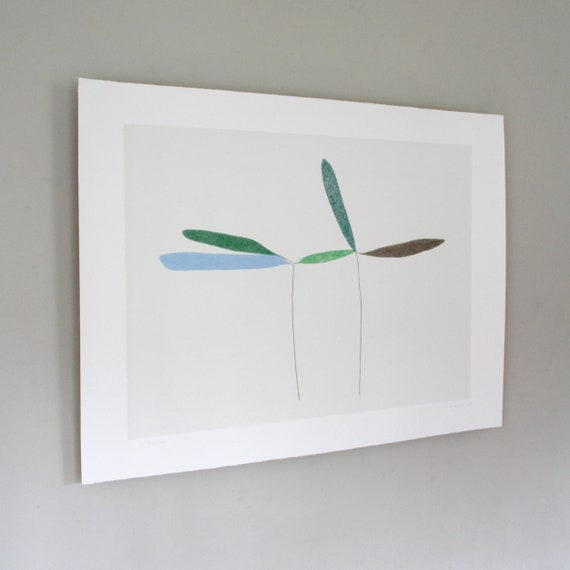 BIG Contemporary leaf, modern botanical abstract original screenprint. Handmade printmaking by Emma Lawrenson