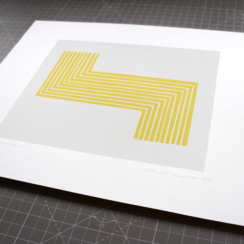 Geometric yellow art, minimalist modern screenprint. Original handmade art by Emma Lawrenson image 3