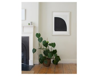 Large black abstract, minimal original screenprint, modern wall decor by Emma Lawrenson