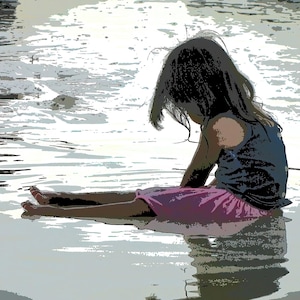 Girl Playing on the Beach. Pop Art,Wall Art,Printable Art,Poster Art,Home Decor,Digital Art,Photo Art,Digital Painting Art,Screensaver Art