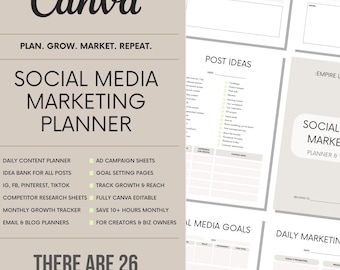 Social Media Marketing Planner | Small Business Digital Marketing Toolkit | Canva Editable