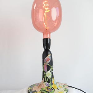 Hand Painted Floral Animal Lamp: Folk Art Inspired Night Light