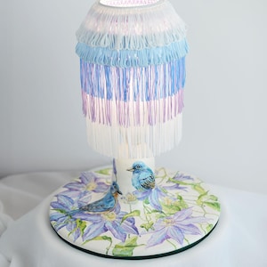 Hand-Painted Floral Animal Lamp: Folk Art Botanical Decor