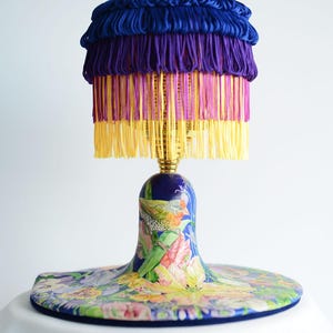 Hand-Painted Floral Animal Lamp: Folk Art Botanical Decor