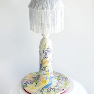 Hand-Painted Floral Table Lamp: Folk Art Botanical Decor
