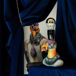 Handmade Vulture Table Lamp | Sculptural Bird Desk Light | Unique Animal Art Lamp | Exotic Home Decor | One of a Kind Lamp Gift