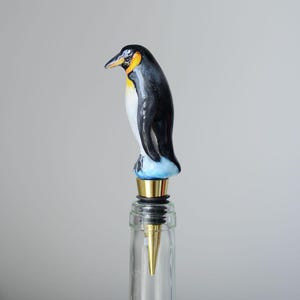Penguin Wine Bottle Stopper | Handmade Wine Stopper Gift | Custom Bar Decor Accessory | Unique Wine Gifts for Collectors