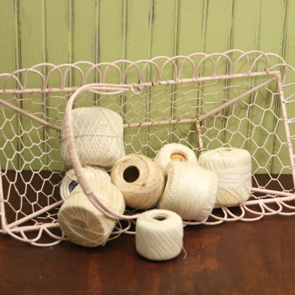 Vintage Pink French Wire Basket