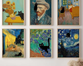 油絵 菅家令子 絵 絵画インテリア 額付(黒) F4-050620 子猫のお昼寝 黒猫の壁アート モネ マティス ゴッホ プリント 寝室の壁飾り ベッドの