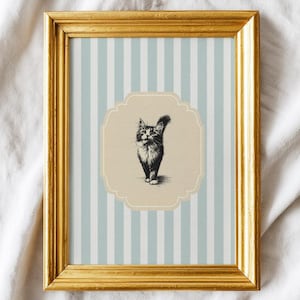 Arte mural de rayas y gatitos, descarga digital, 5 tamaños incluidos