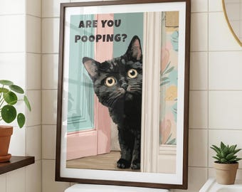¿Estás haciendo caca? Lámina decorativa para pared con diseño de gato negro, 5 tamaños incluidos.