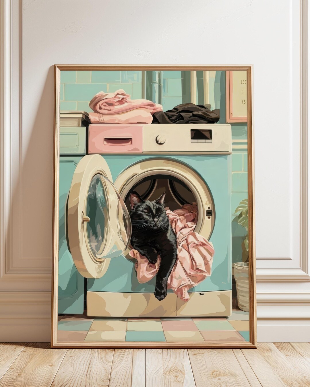 Black Cat Laundry Room Digital Art, Printable Wall Art, 5 Sizes ...