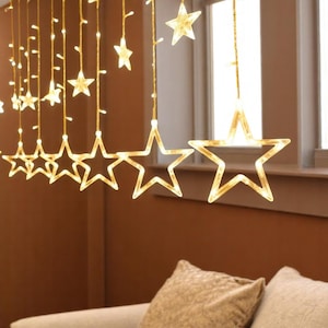 3.5m 138 LED Icicle Curtain Star String Lights – Christmas Garland, Outdoor Fairy Lights for Wedding, Garden, Street & Holiday Decor