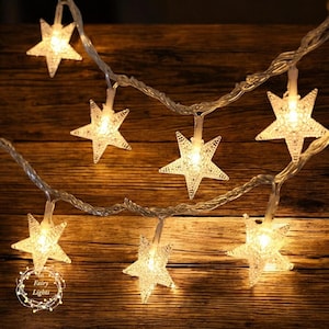Ghirlanda di luci a forma di stella a LED - 1,5 m/3 m/6 m/10 m, alimentata tramite USB o batteria, per Natale, matrimoni, feste e decorazioni per la casa