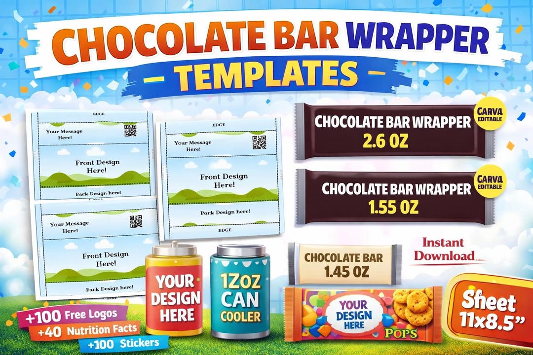 Editable Chocolate Bar Wrapper Template, Canva Candy Bar Wrap, Party ...