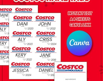 Costco Birthday Party Signs, Editable Name Tags (Digital Download)