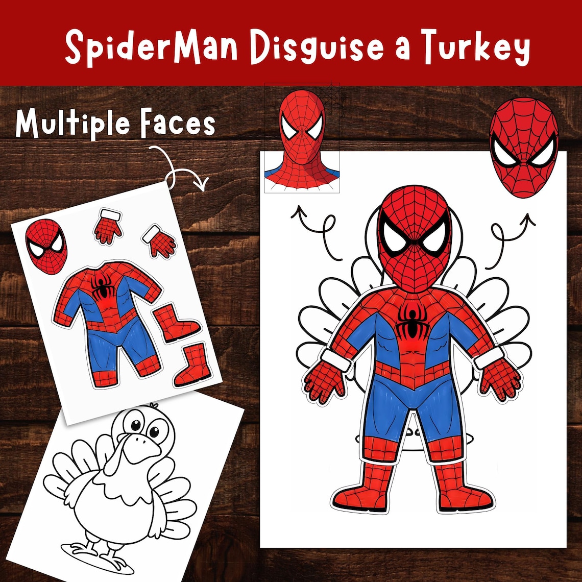Spiderman Turkey Disguise Printable, Spiderman Craft for Kids ...