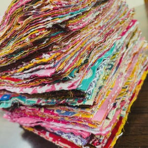 Reversible Cotton Kantha Fabric Scraps: Multicolor Quilted Squares, Strips & Fat Quarters