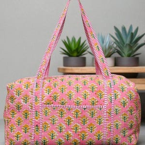 Large Cotton Patches Duffle Bags Blockprint Quilted Fabric Weekender Bags For Women Holiday Gifts Handmade Colorful Travel Overnight Bags