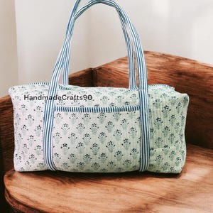 Large Cotton Patches Duffle Bags Blockprint Quilted Fabric Weekender Bags For Women Holiday Gifts Handmade Colorful Travel Overnight Bags