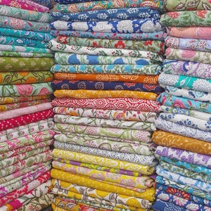 Indian Block Print Cotton Fabric Scraps: Patchwork Craft Bundle